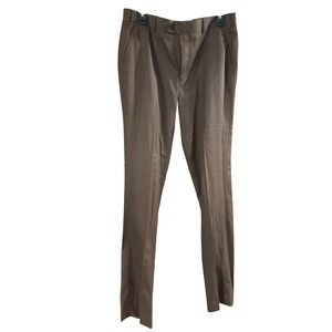 StudioSuits Custom Made Brown Dress Pants Mens 35x32 Flat Front Trousers 32R